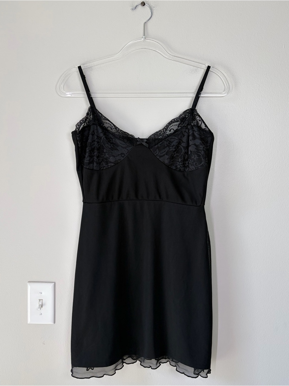 MOTEL Mesh Lace Black Lestari Mini Slip Dress Night Out Little Black Dress - Picture 2 of 13